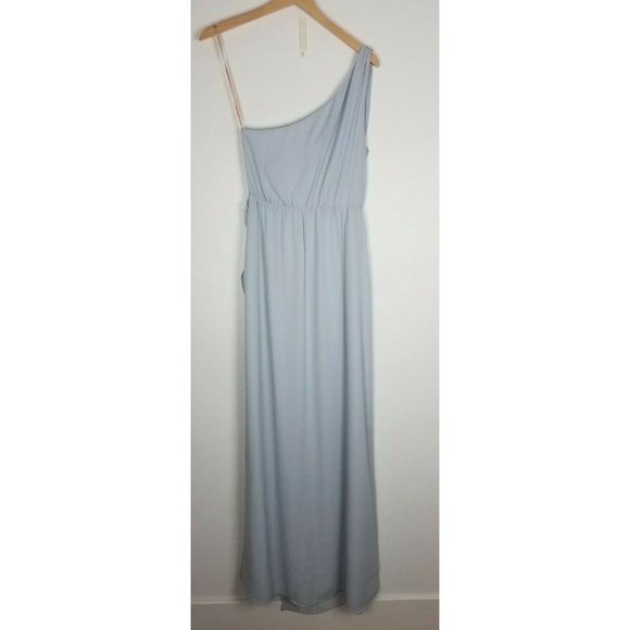WAYF Women's Sz. S One Shoulder Wrap Front Long Evening Dress Ocean Mist NEW - Picture 6 of 8